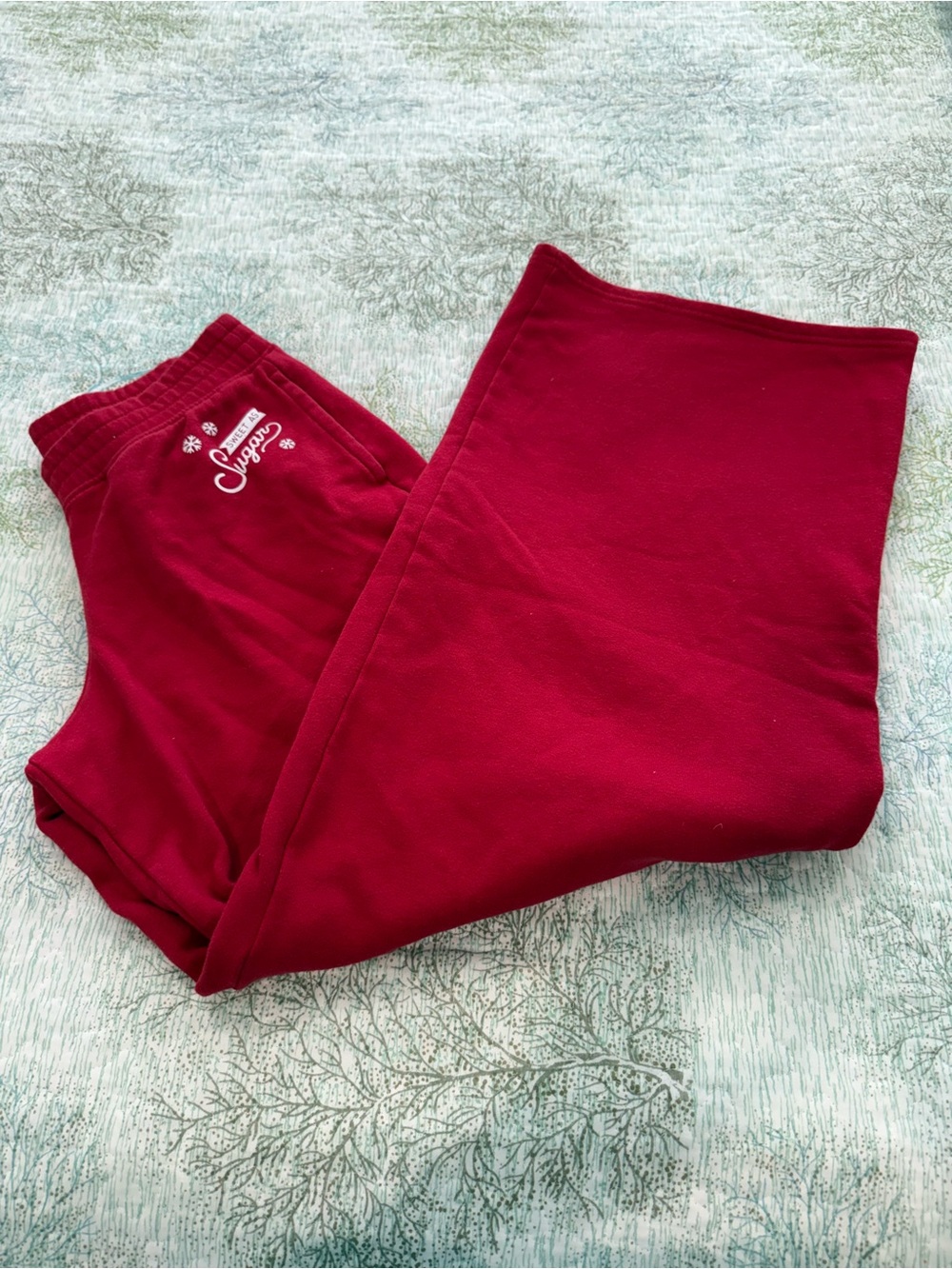 Hollister Red Wide Leg Holiday Sweatpants